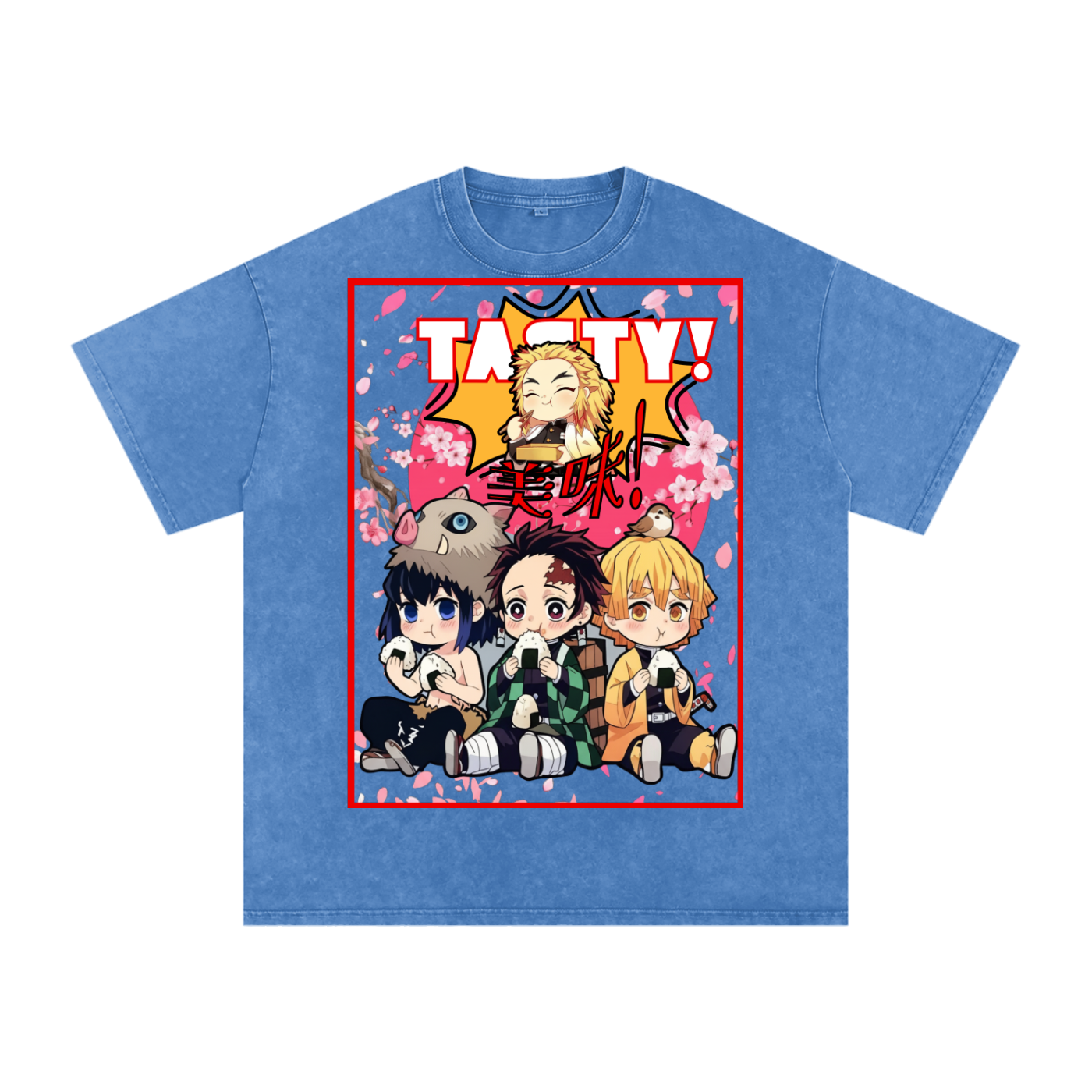 "Demon Slayer x Tasty!" | Snow Washed Oversized Cotton T-Shirt