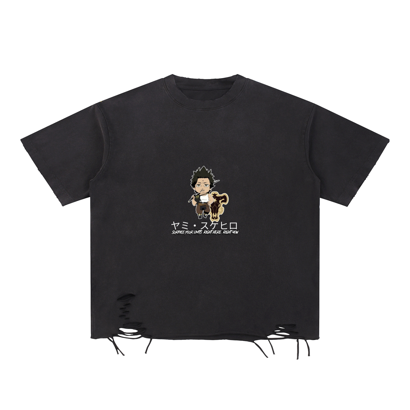 "Yami x Black Bulls" | Tattered Raw-Hem T-Shirt