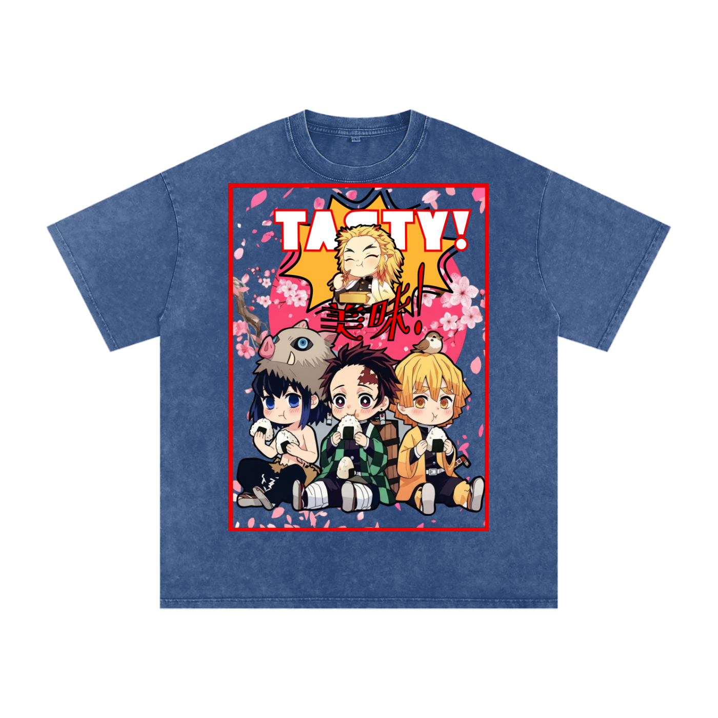 "Demon Slayer x Tasty!" | Snow Washed Oversized Cotton T-Shirt