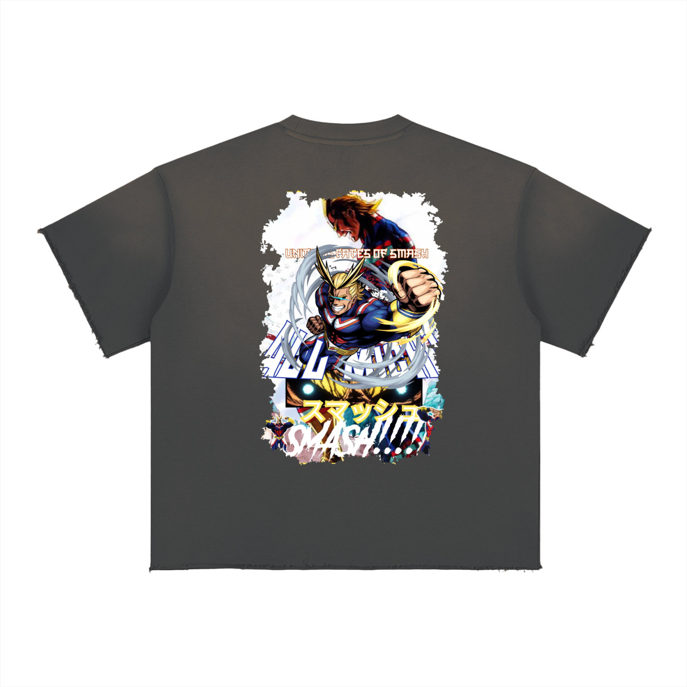 "All Might x Smash!" | Sun Fade Raw Edge T-Shirt