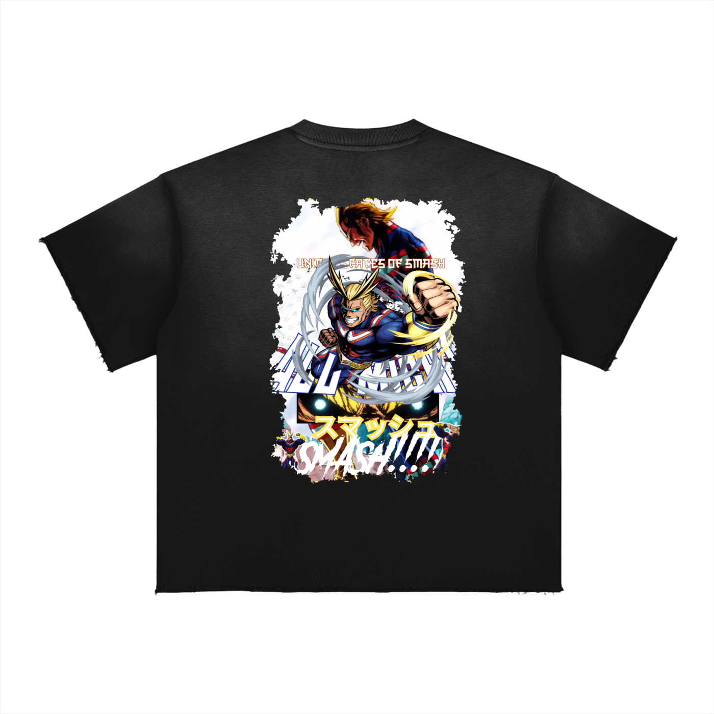 "All Might x Smash!" | Sun Fade Raw Edge T-Shirt