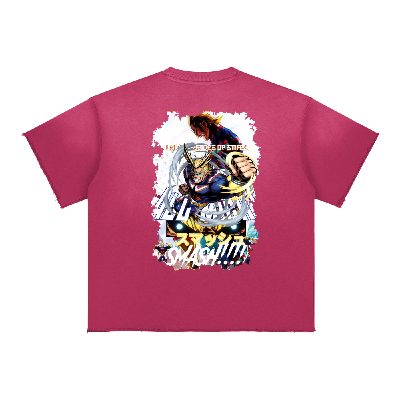 "All Might x Smash!" | Sun Fade Raw Edge T-Shirt
