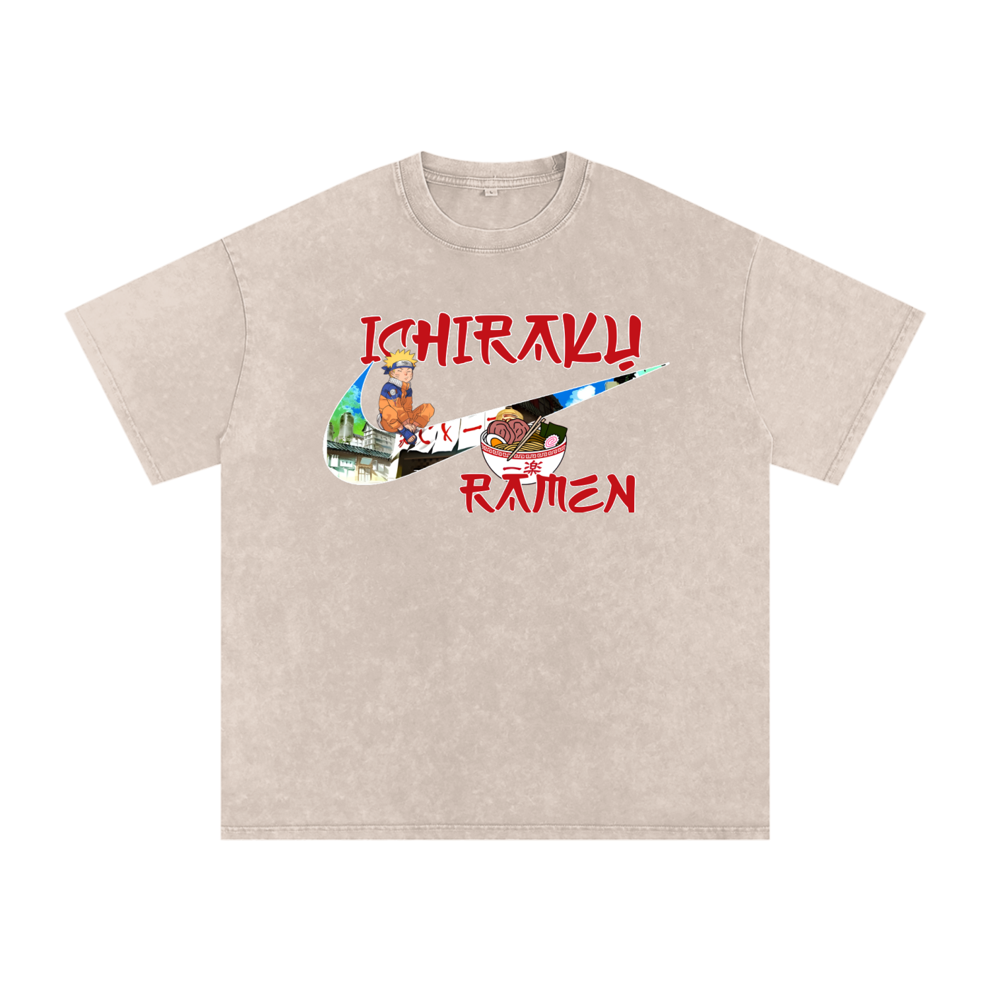 "Ichiraku Ramen x Swoosh" | Acid Wash Oversize T-Shirt