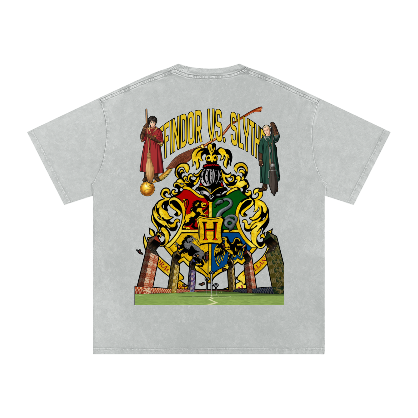 "Gryffindor v Slytherin" | Snow Washed Oversized Cotton T-Shirt