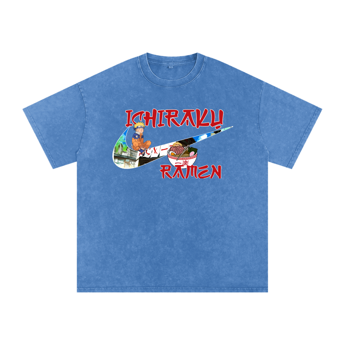 "Ichiraku Ramen x Swoosh" | Acid Wash Oversize T-Shirt