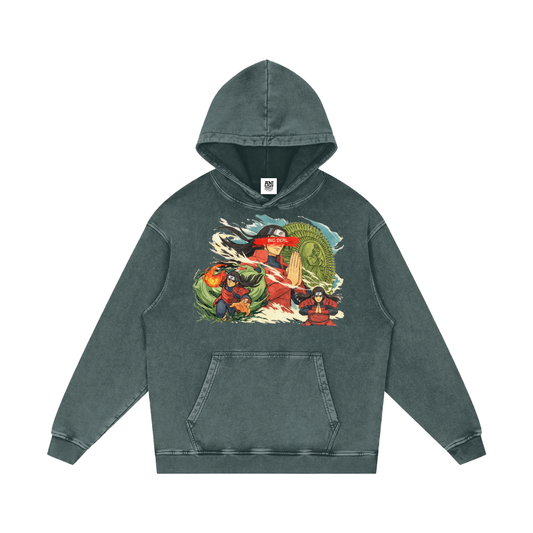 "Big Deal x Senju" | Snow Washed Loose Cotton Hoodie