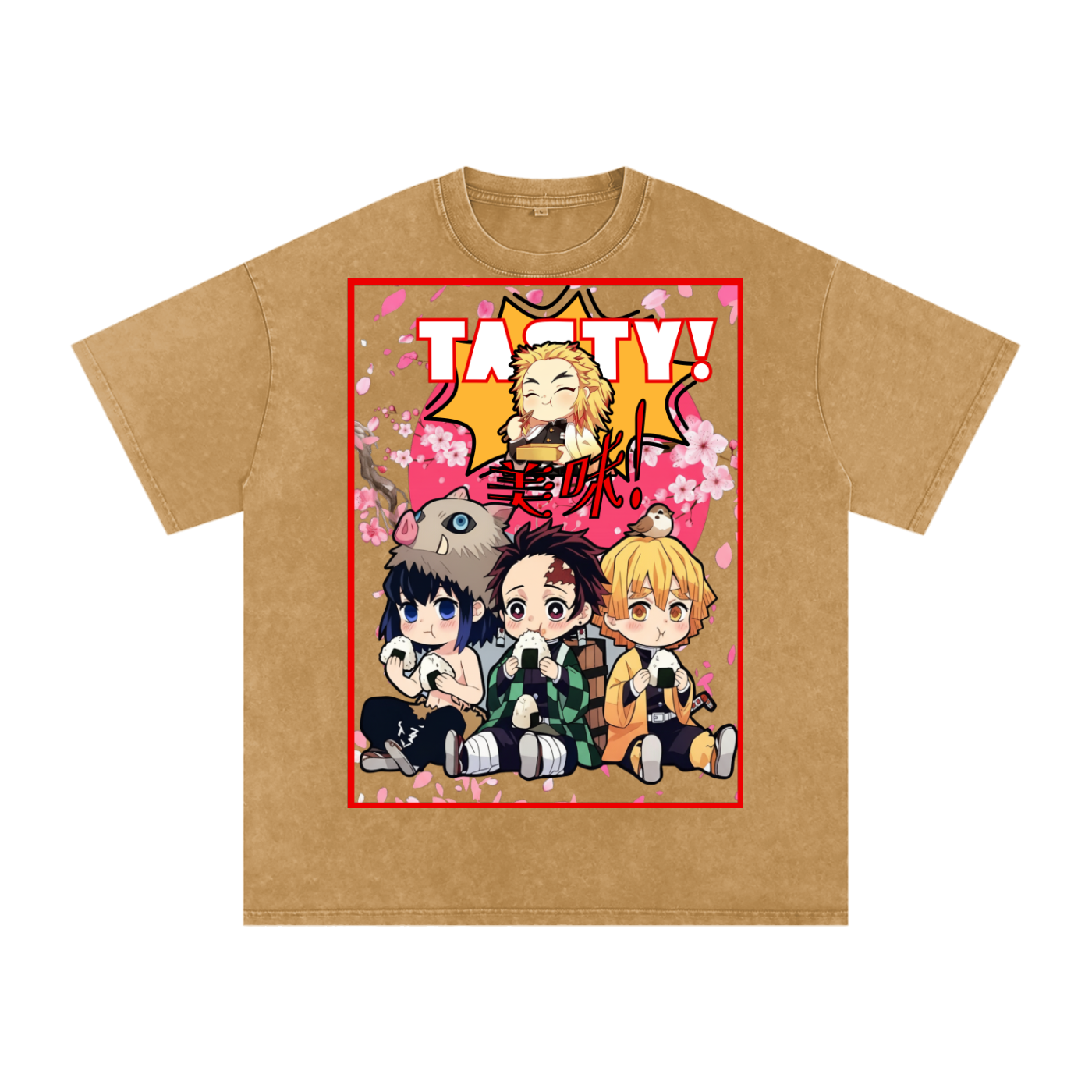 "Demon Slayer x Tasty!" | Snow Washed Oversized Cotton T-Shirt