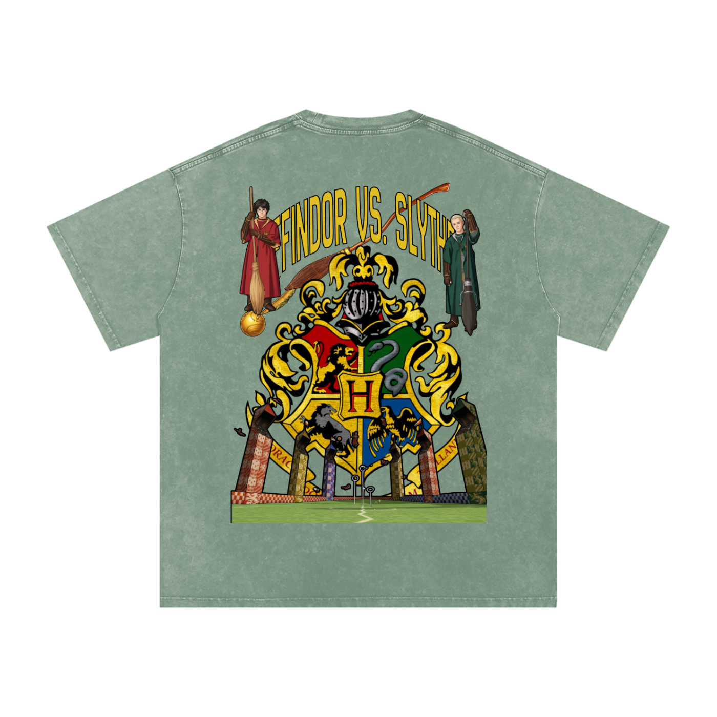 "Gryffindor v Slytherin" | Snow Washed Oversized Cotton T-Shirt