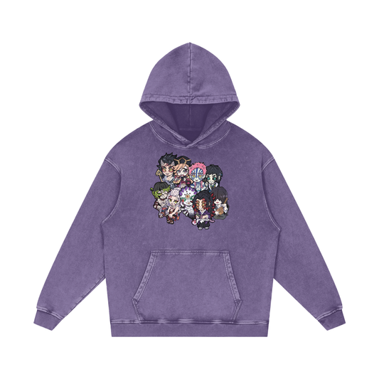 "Lil Demons x Upper Moons" | Snow Washed Loose Cotton Hoodie