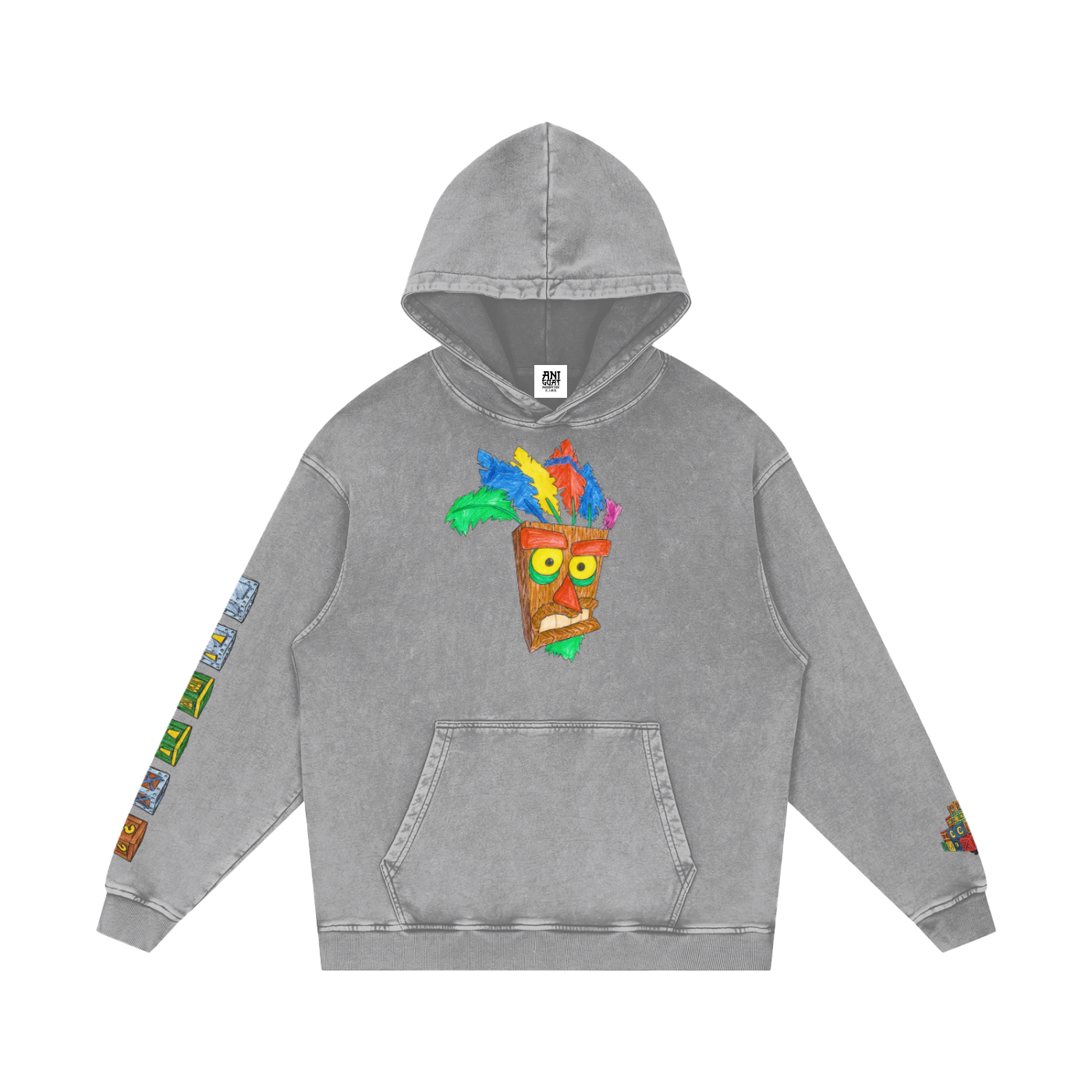 "Aku Aku" | Snow Washed Loose Cotton Hoodie