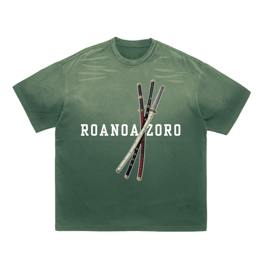 "Zoro x King of Hell" | Vintage Washed Tiger Stripes T-Shirt