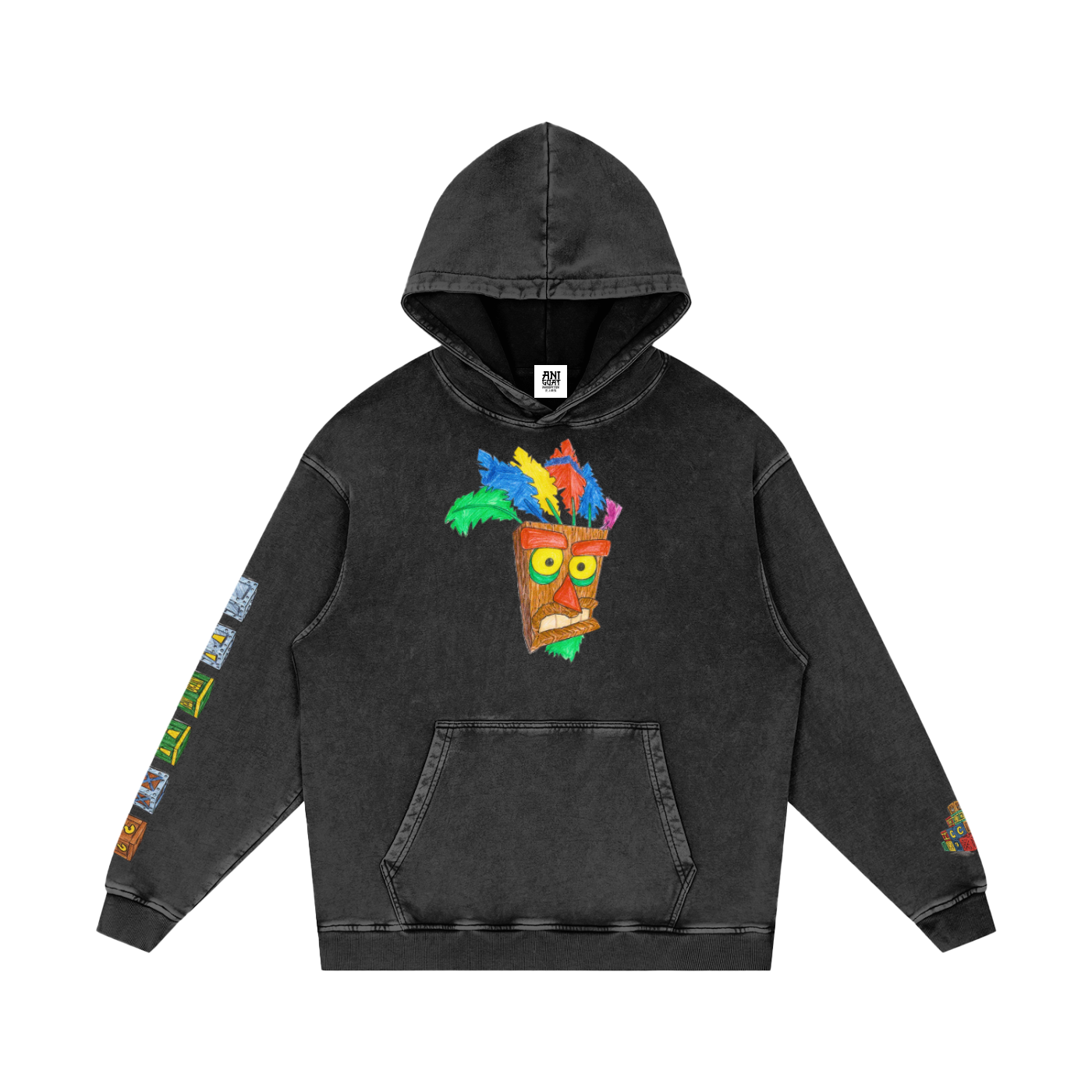 "Aku Aku" | Snow Washed Loose Cotton Hoodie