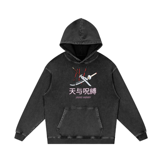 "Big Toji x Heavenly Restriction" | Snow Washed Loose Cotton Hoodie