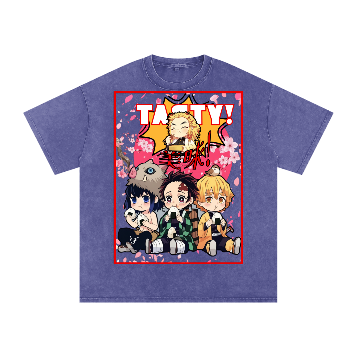 "Demon Slayer x Tasty!" | Snow Washed Oversized Cotton T-Shirt