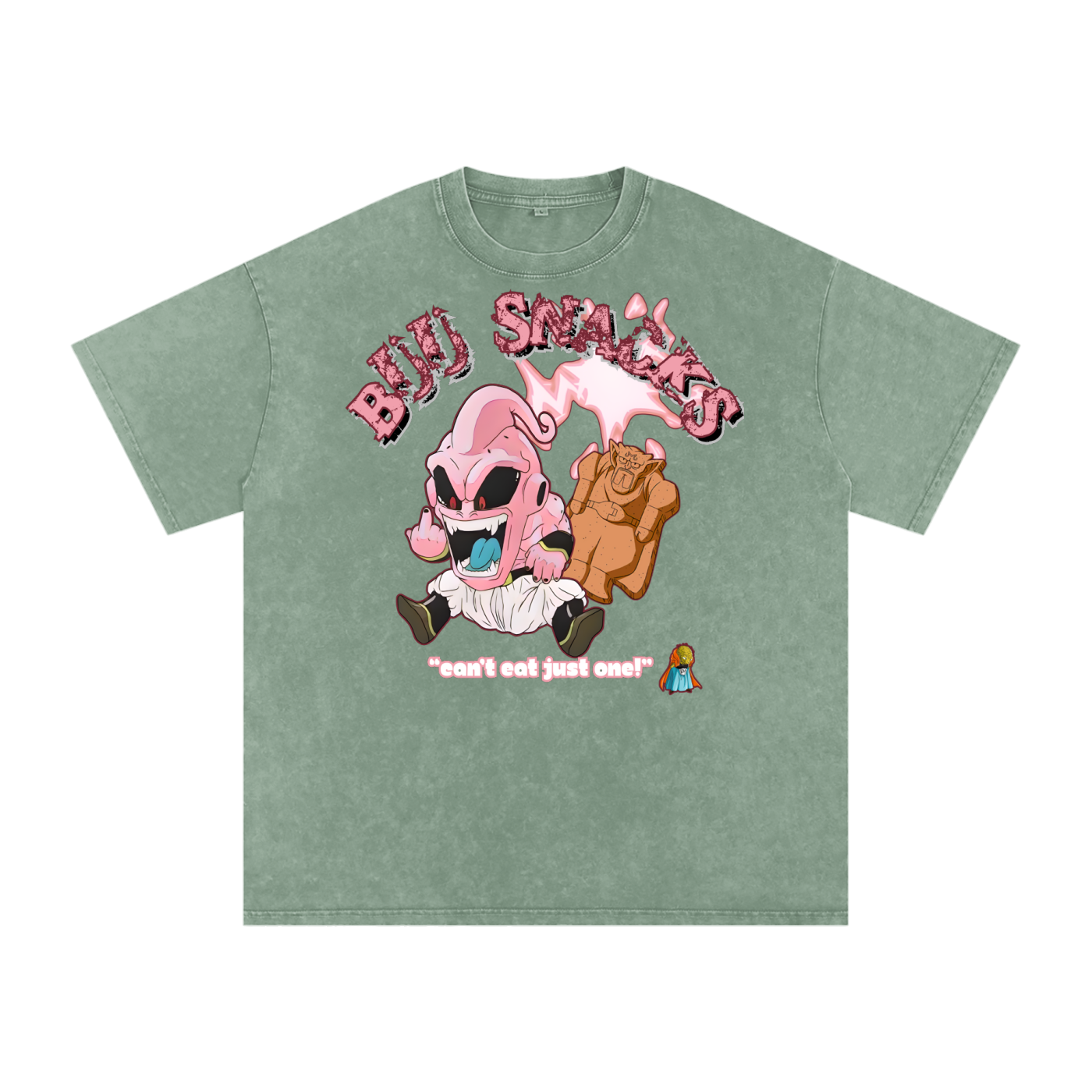 “Kid Buu x Candy Beam” (red trim) | Snow Washed Oversized Cotton T-Shirt