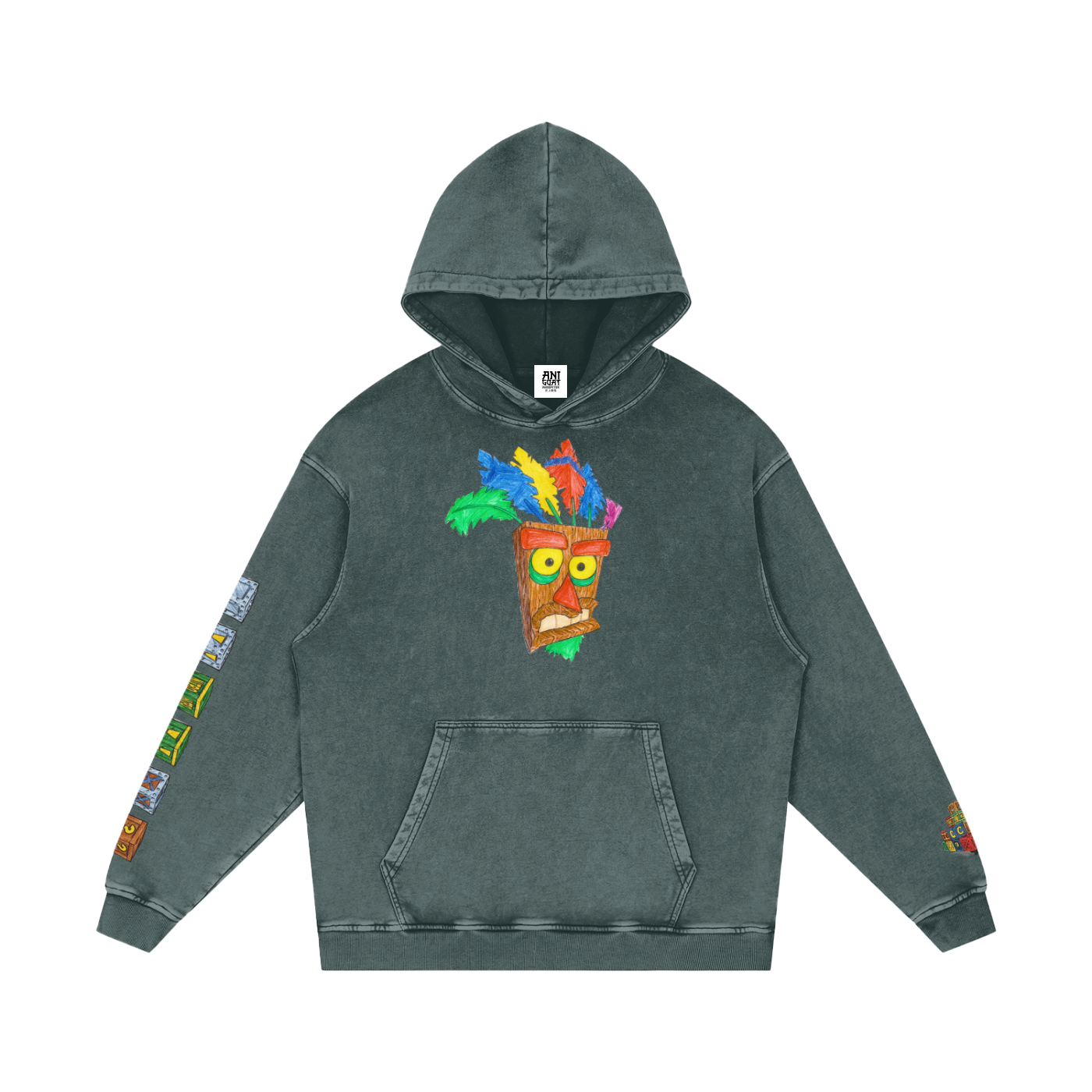 "Aku Aku" | Snow Washed Loose Cotton Hoodie